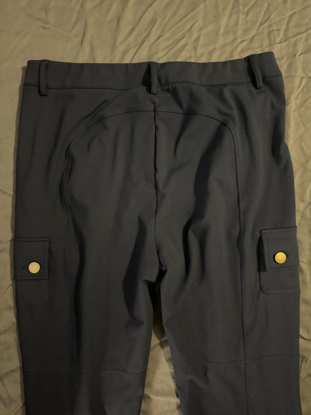 HALARA Navy Cargo Pants with Gold-Tone Buttons - Picture 5 of 7